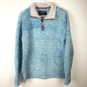 American Outdoor Co True Grit Quarter Zip Blue Sherpa Fleece Pullover Women's XS